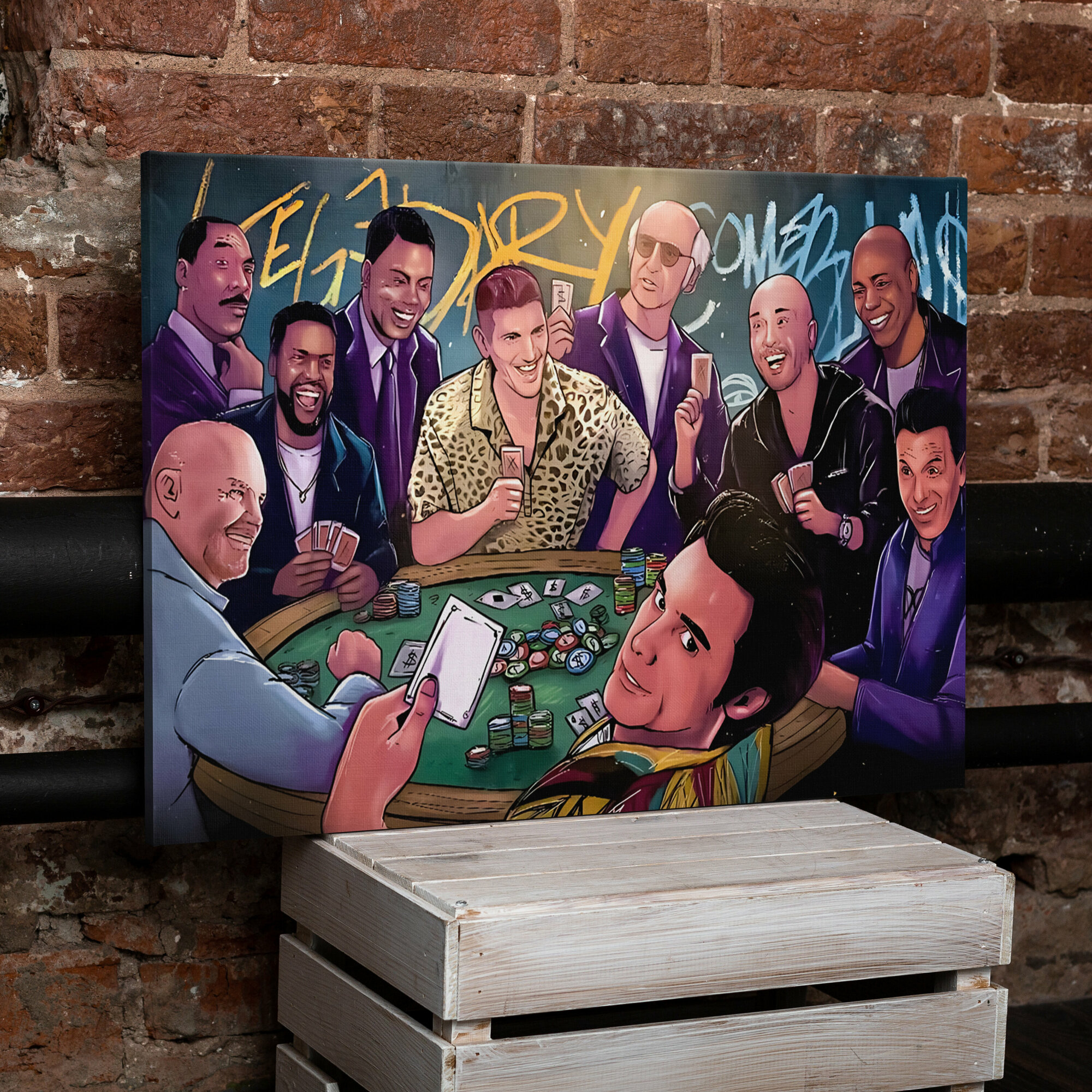 Картина на холсте "Легендарные юмористы" в стиле поп арт, граффити / современный постер для дома, офиса, в кабинет