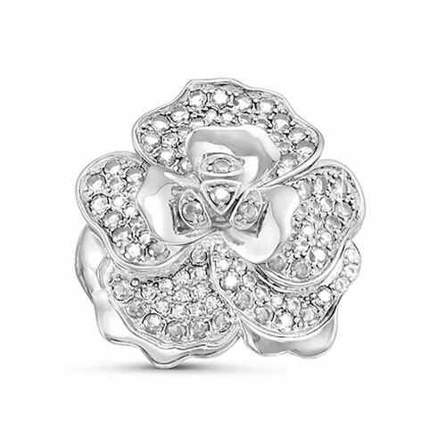 Брошь Oriental, серебро, 925 проба, фианит