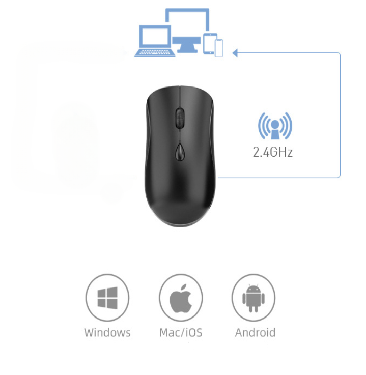 Беспроводная мышь для компьютера, ноутбука, пк и макбука / Удобная бесшумная мышка с штатным аккумулятором / Black