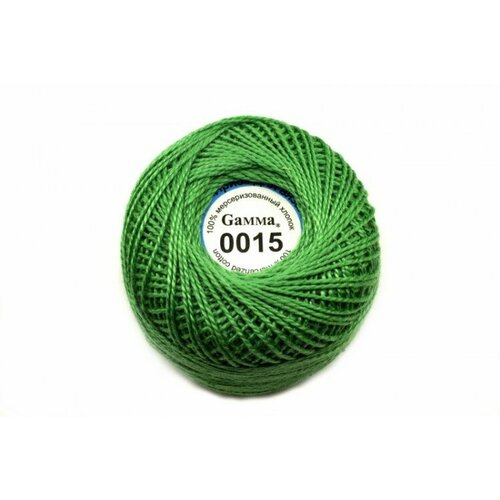 Нитки Ирис Gamma, цвет 0015 светло-зеленый, 82м/10г, хлопок 100%, 1шт