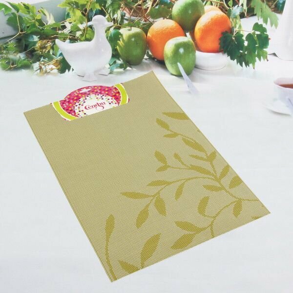 фото Салфетка на стол 30*45см плетеная, Вьюнок оливковая