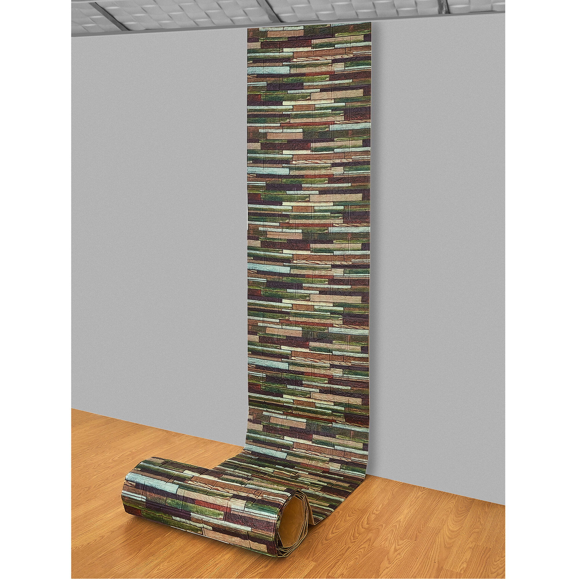 Самоклеящаяся ПВХ 3D-панель для стен в рулоне LAKO DECOR, Деревянная кладка 77777, 70x600см, толщина 6мм