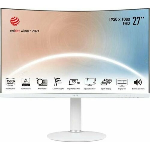 Монитор MSI 27 Modern MD271CPW белый VA LED 16:9 HDMI M/M матовая HAS Piv 250cd 178гр/178гр 1920x1080 75Hz FHD USB 6.13кг