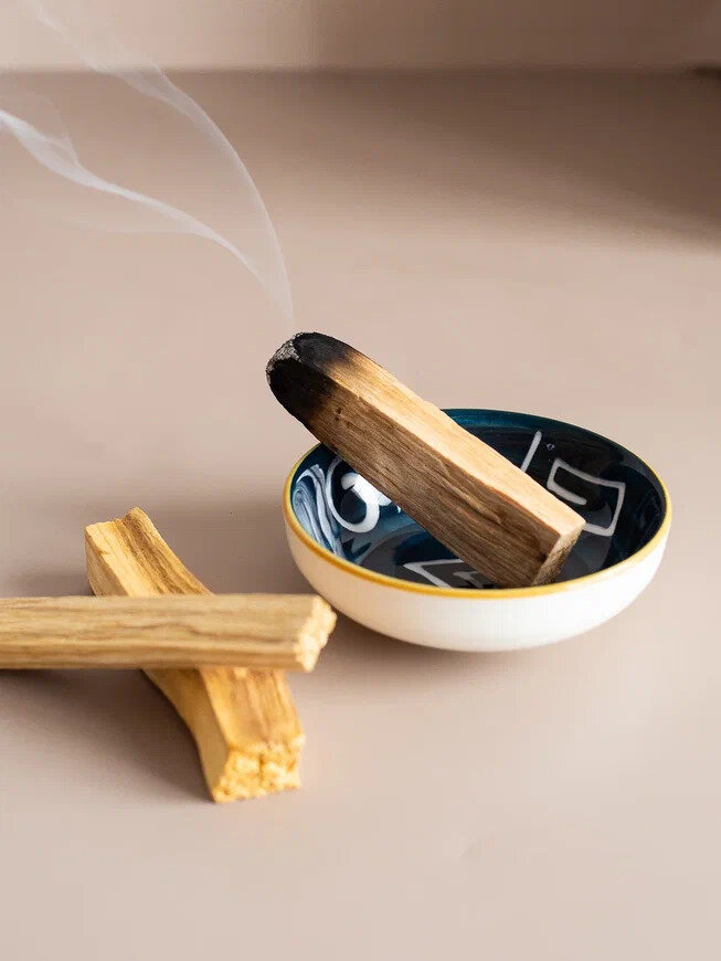 Подарочный набор Блюдце подставка для Пало Санто + 3 палочки Palo Santo (Пало Санто), Подарочный набор для медитаций и окуривания пространства