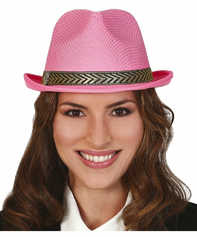 Розовая шляпа Fedora (18143)