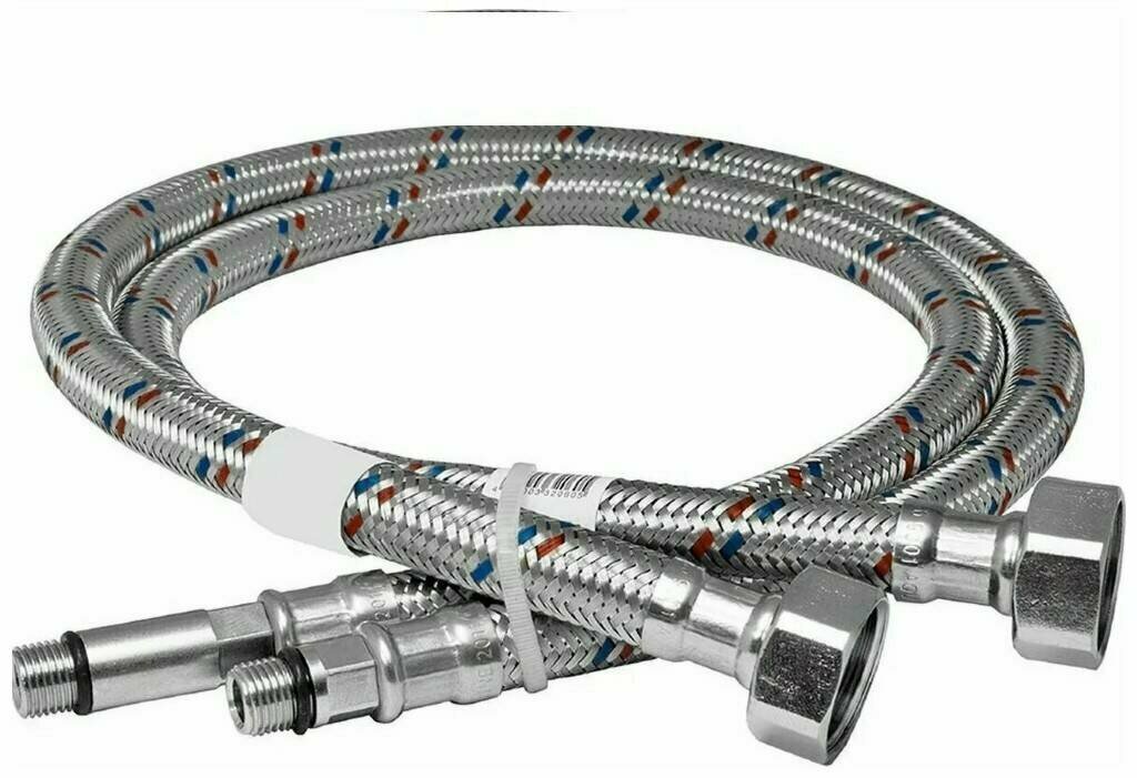 фото Подводка гибкая для смесителя 1/2" - М10, 40 см внутренняя резьба (пара - 2 шт), нержавеющая сталь