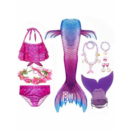 Костюм для плавания , размер 130, фиолетовый игровой набор кукол русалки мама дочь съемный хвост куклы русалки русалочка