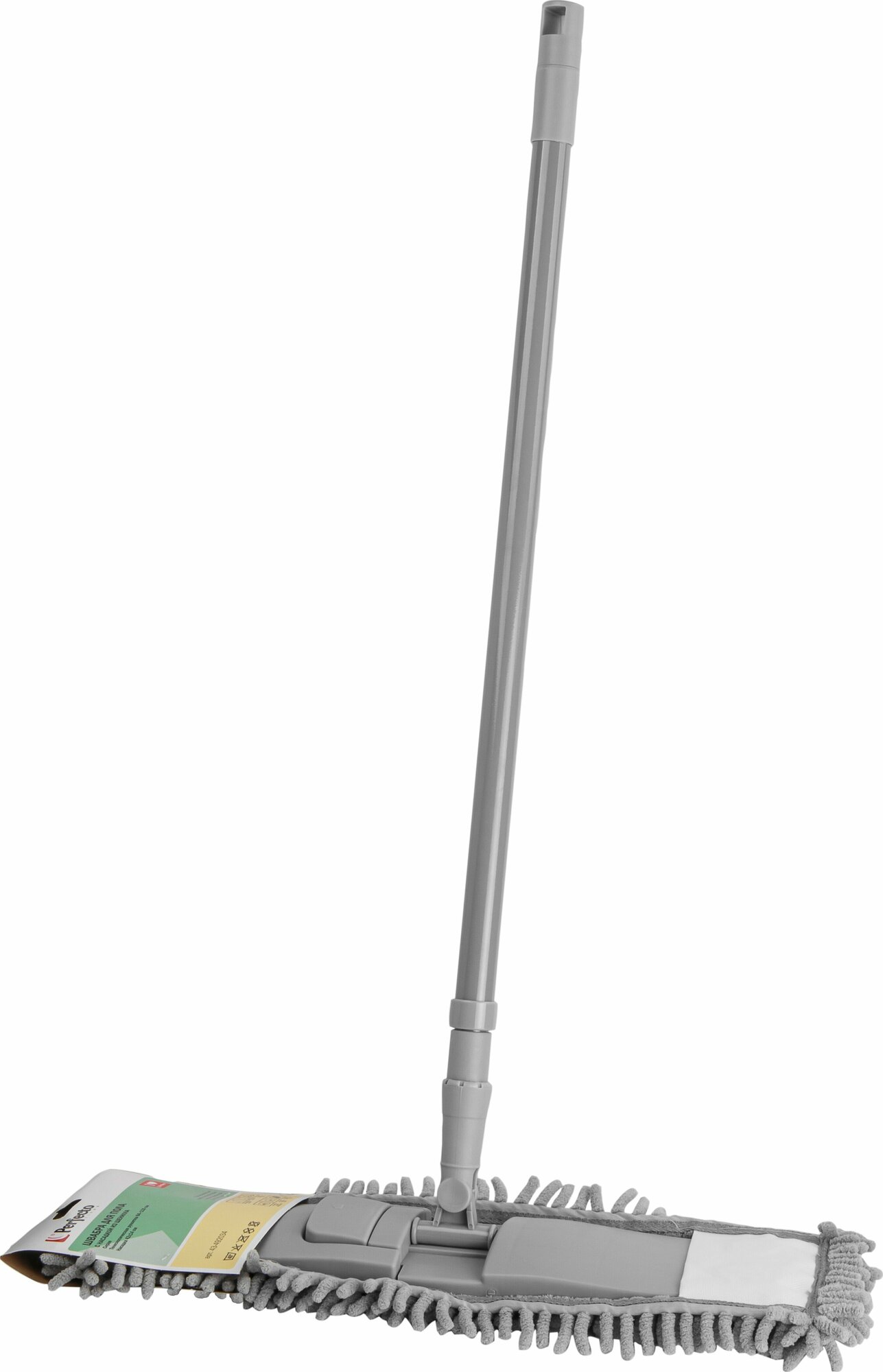 Швабра для пола PERFECTO LINEA Solid с насадкой из шенилла серая (43-492034) - фотография № 2