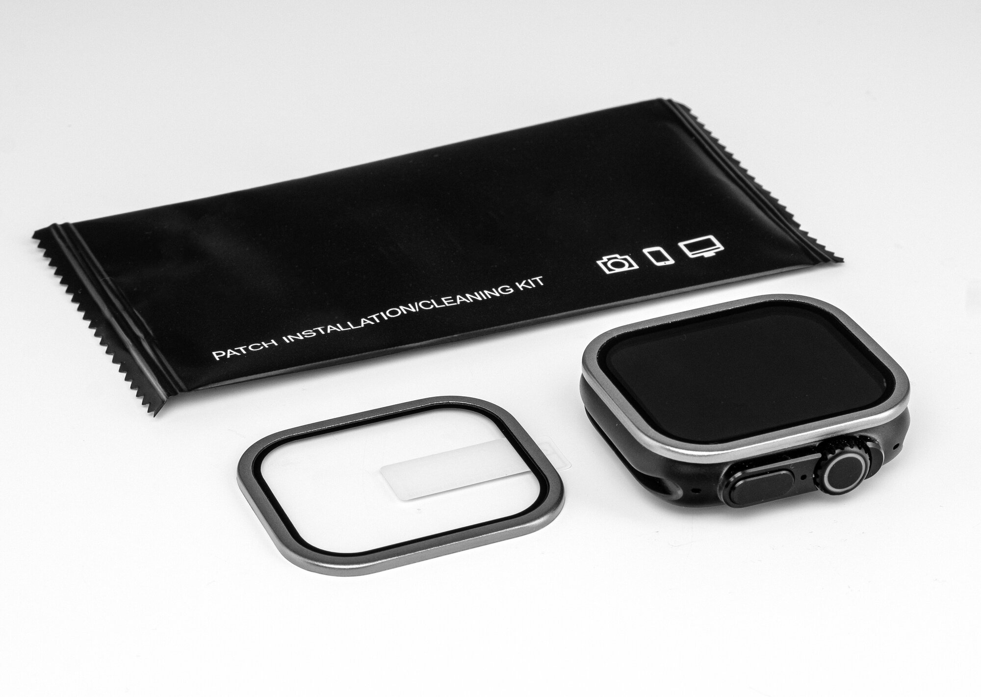 Защитное стекло для Apple Watch Ultra 49mm / Эпл Вотч Ультра 49мм с металлической рамкой