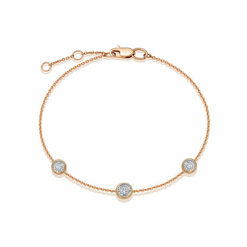 фото Браслет-цепочка vesna jewelry, красное золото, 585 проба, родирование, бриллиант, длина 18.5 см.