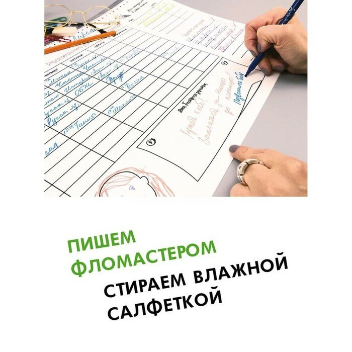 ХЭППИ ЛАЙН (HappyLine) издательство Коврик-раскраска многоразовый Школьный планер (48х34см Happy Line - фото №10
