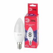 Лампа светодиодная ЭРА LED, 8Вт, E14, свеча, матовая, холодный свет