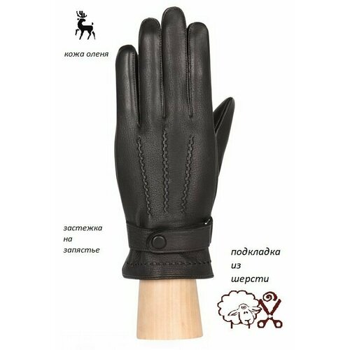 фото Перчатки montego зимние, натуральная кожа, подкладка, размер 10, черный