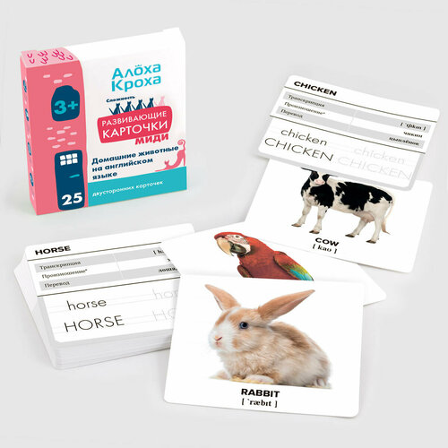 Домашние животные на английском языке. Развивающие и обучающие карточки для детей по методу Домана от 