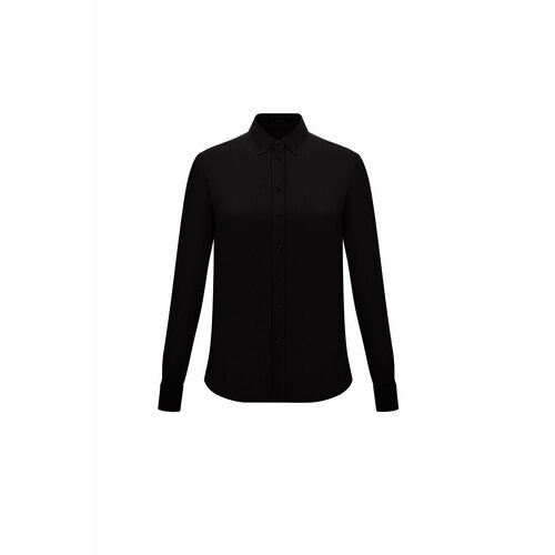 Блуза  YULIAWAVE, классический стиль, полуприлегающий силуэт, длинный рукав, однотонная, размер M, черный