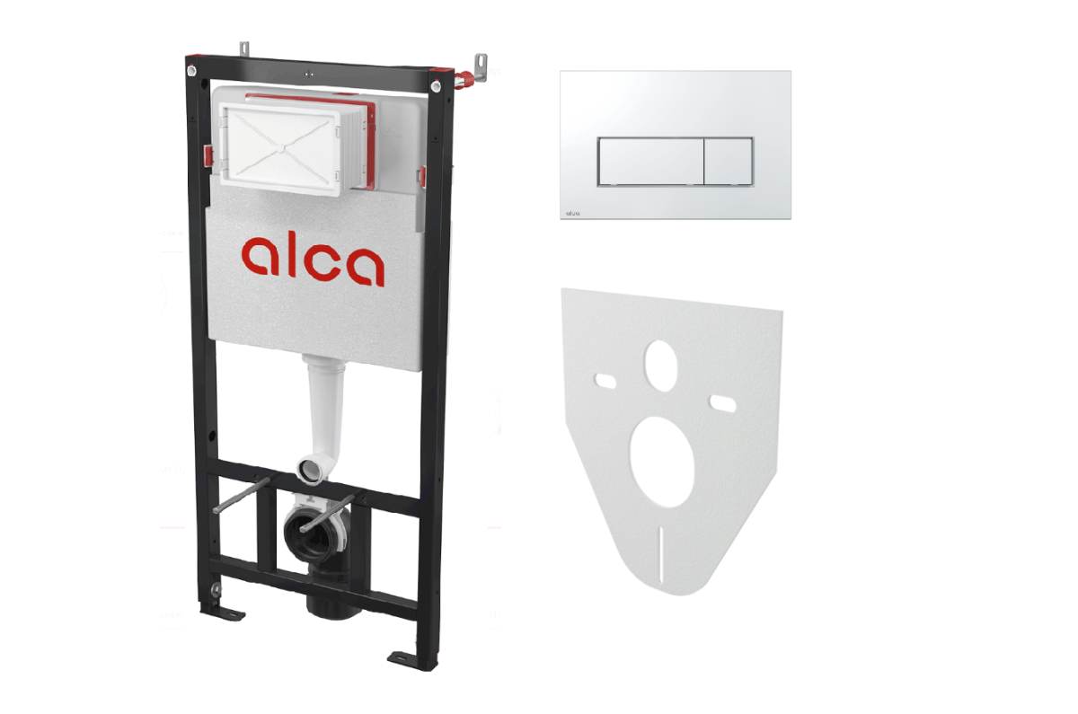 Инсталляция для унитаза Alca Plast Alcaplast AM101/1120-4:1 RU M571-0001 Комплект: Инсталляция для унитаза + клавиша смыва хром матовый