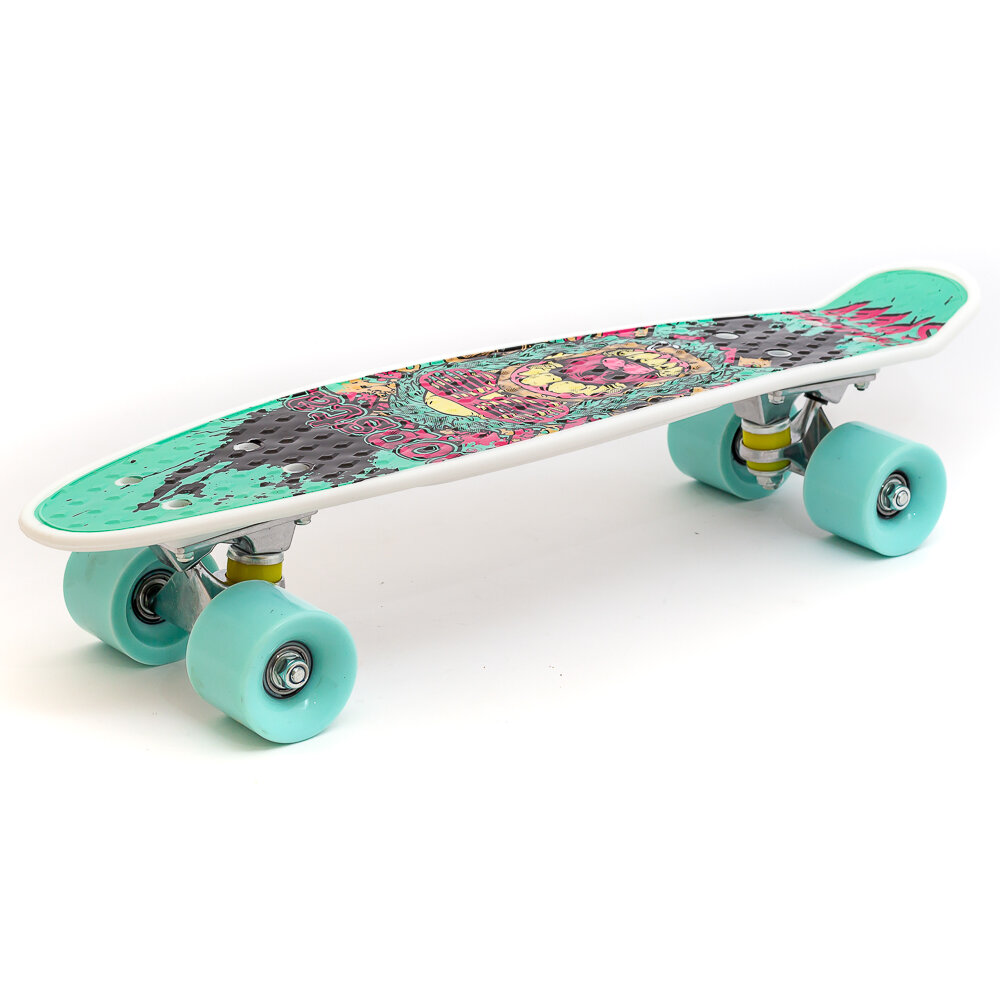 Скейтборд, без ручки, дека 55 х15 см, принт "PopStar", цвет колес-бирюзовый