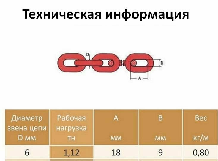 Цепь грузовая 6 х 18 мм G80 - фотография № 5