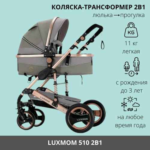 фото Детская коляска-трансформер 2в1 luxmom 510 коричневый