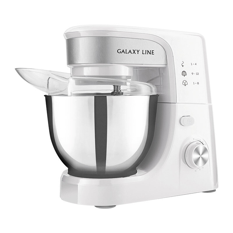 Миксер стационарный Galaxy LINE GL 2231 белый планетарный 700Вт, 12 реж. 4 л, 3 насадки