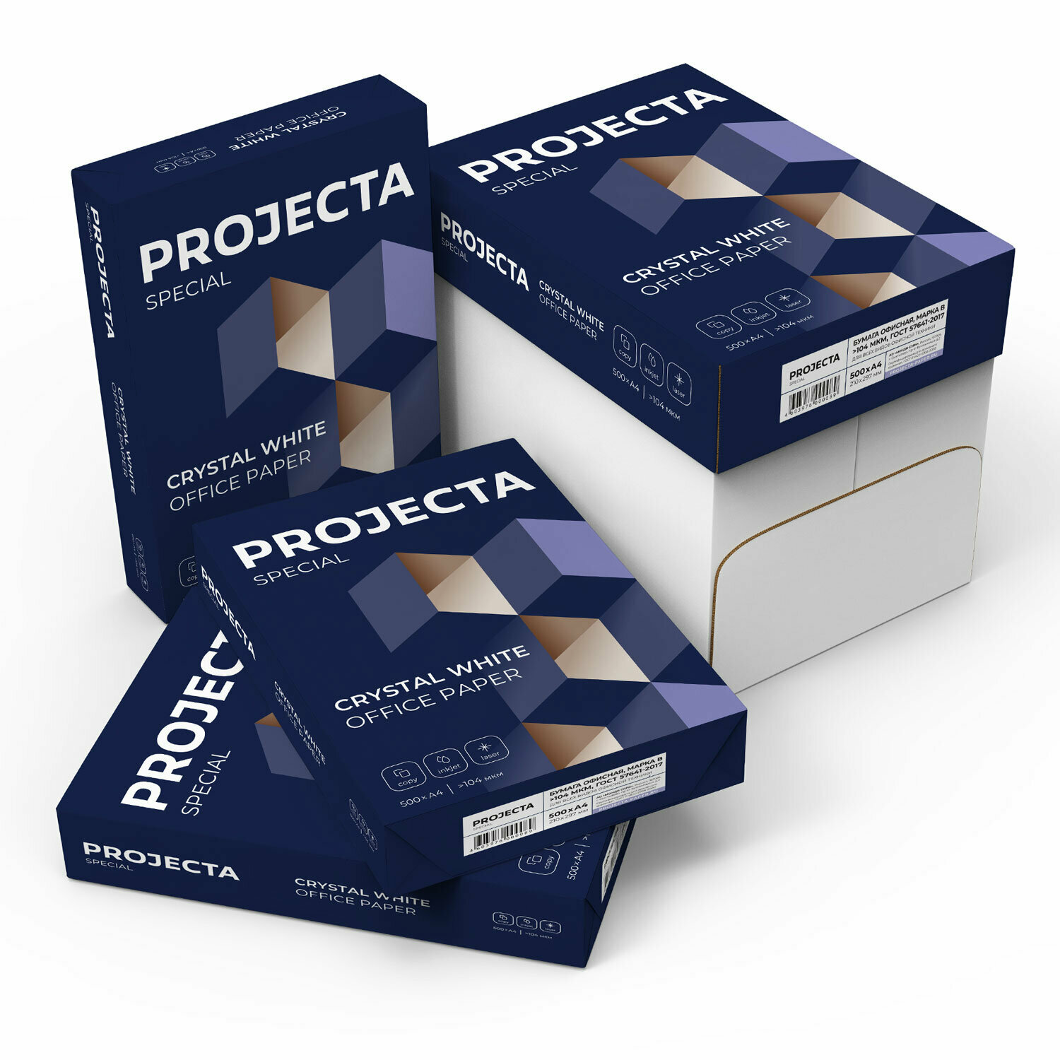 Бумага офисная А4, 80 г/м2, 500 л, марка В, PROJECTA SPECIAL, Россия, 162% (CIE) — фото 5