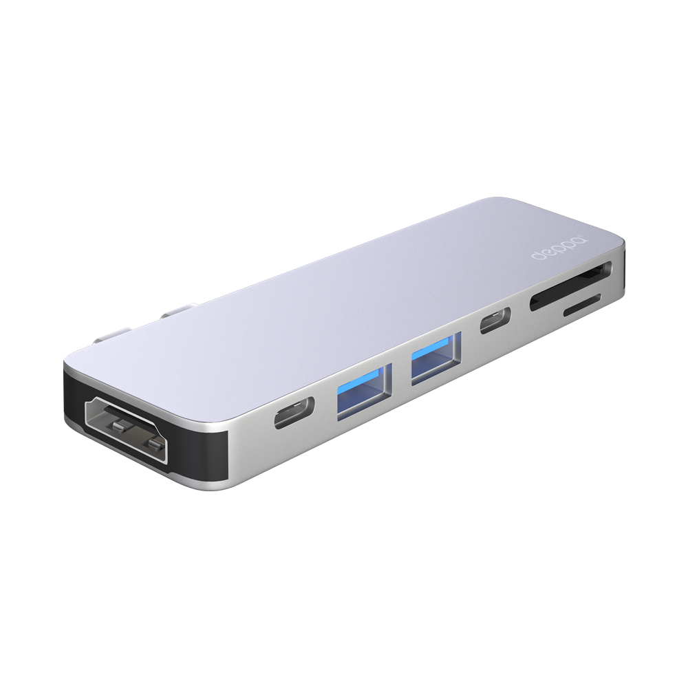USB-C адаптер для MacBook 7-в-1, серебро, Deppa 73122