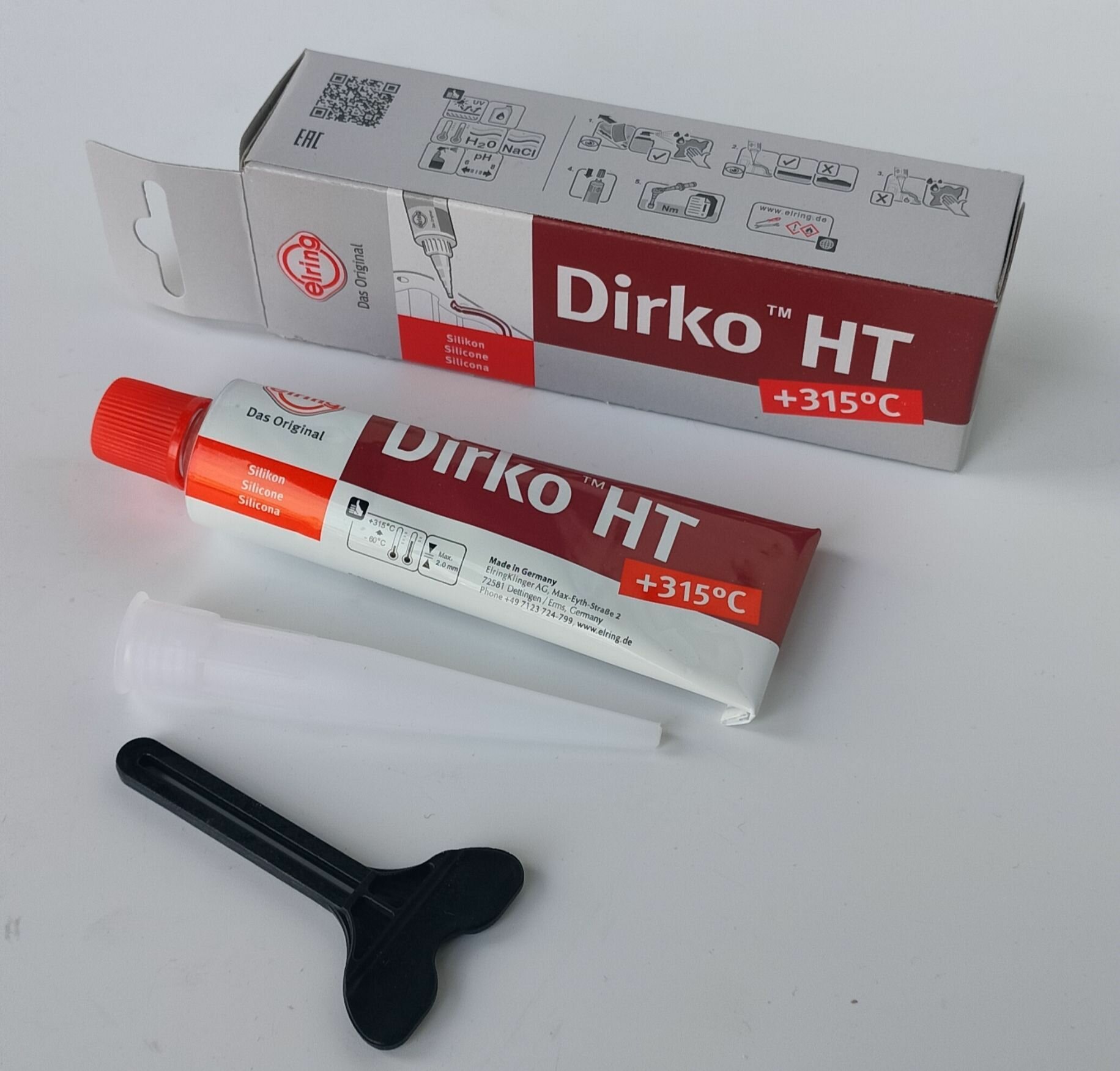 Герметик прокладка "Dirko" силикон. термостойкая(-60/+315)красный70 гр