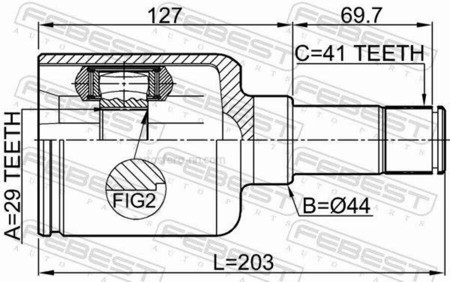 FEBEST 2111TTFLH Шрус внутренний левый 29x44x41