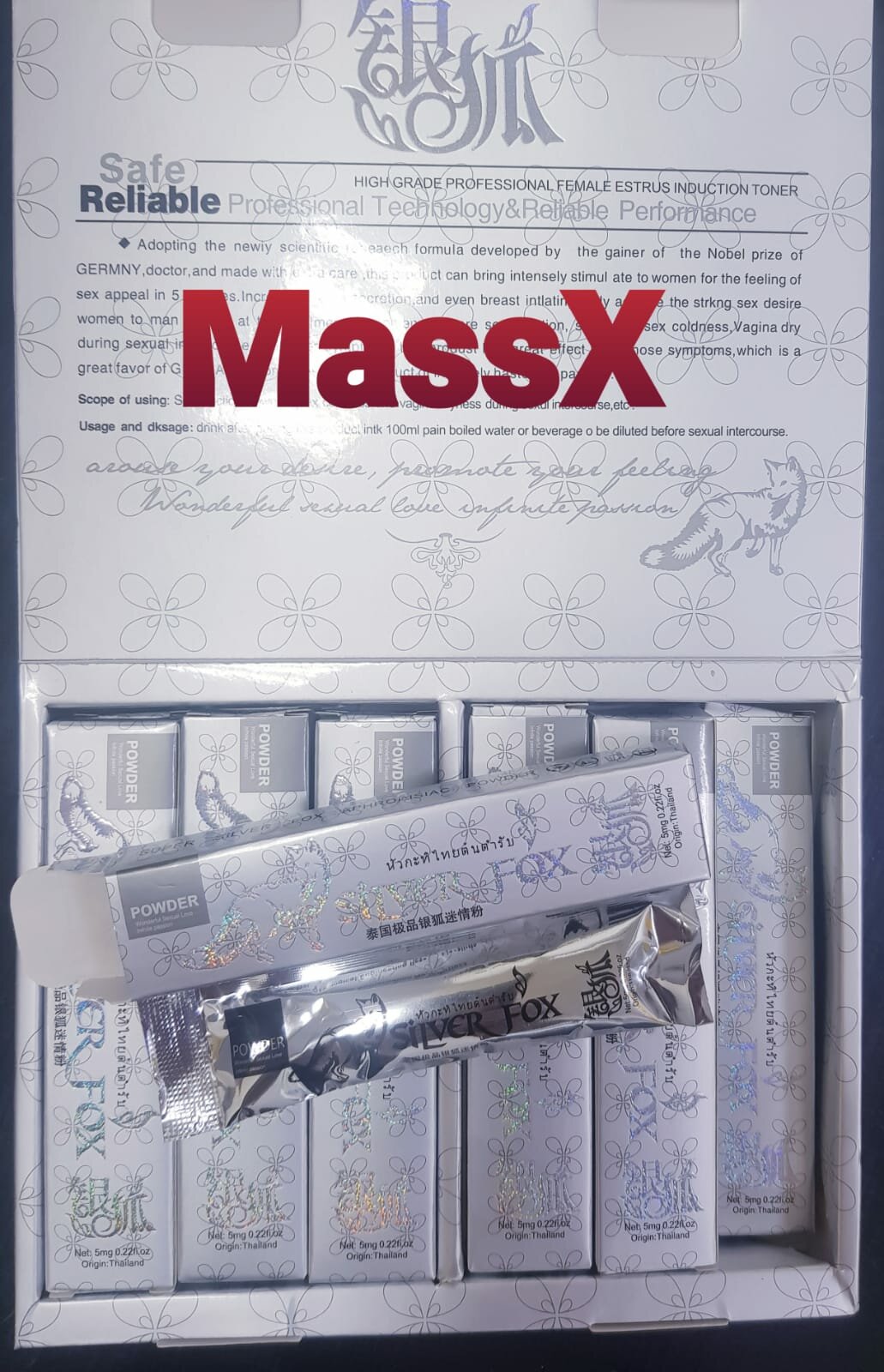 MassX Серебрянная лиса (возбудитель женской потенции) silver fox гель 5mg х 4 шт. саше