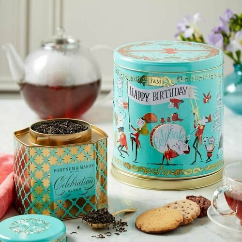 Кондитерский сюрприз-бокс корзина Fortnum and Masons Celebration Tea & Birthday Tin Selection