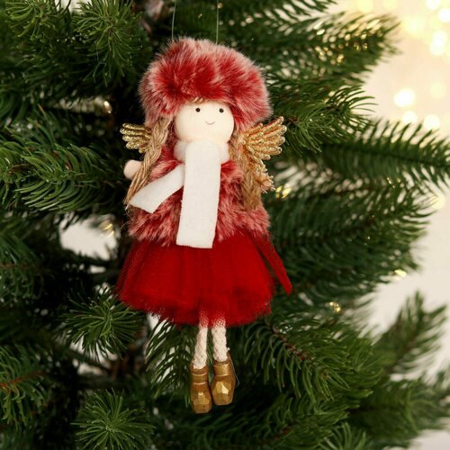 Кукла "Полина", на подвесе бежевый, красный, золотистый