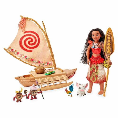 кукла моана со светящимся кулоном moana Моана кукла Disney набор с лодкой и питомцами