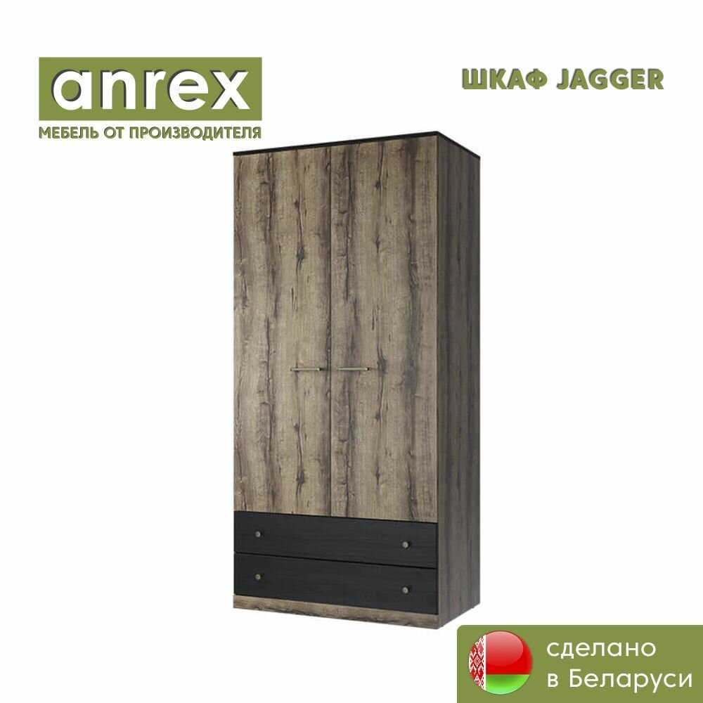 Шкаф 2DG2S JAGGER (Дуб монастырский / черный) Anrex 2100/1002/578