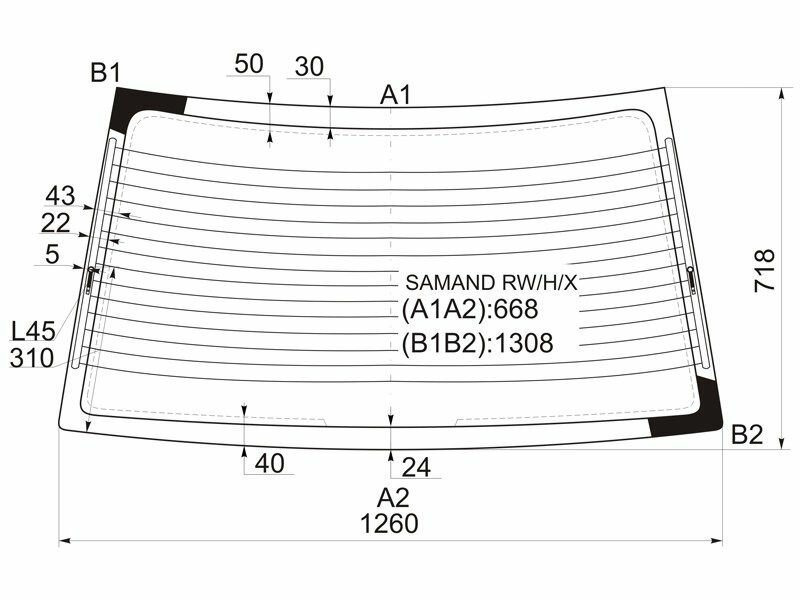 XYG SAMAND RW/H/X Стекло заднее с обогревом в клей IRAN KHODRO SAMAND 4D 02-