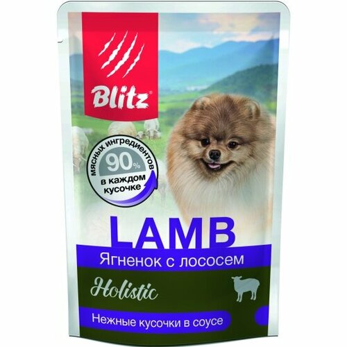 Корм влажный Blitz (pet) Blitz Holistic для собак мелких пород всех возрастов Ягненок с лососем в соусе, 24шт х85 г