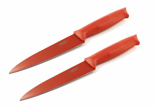 Нож кухонный, длина лезвия 13см (красный) набор из 2шт