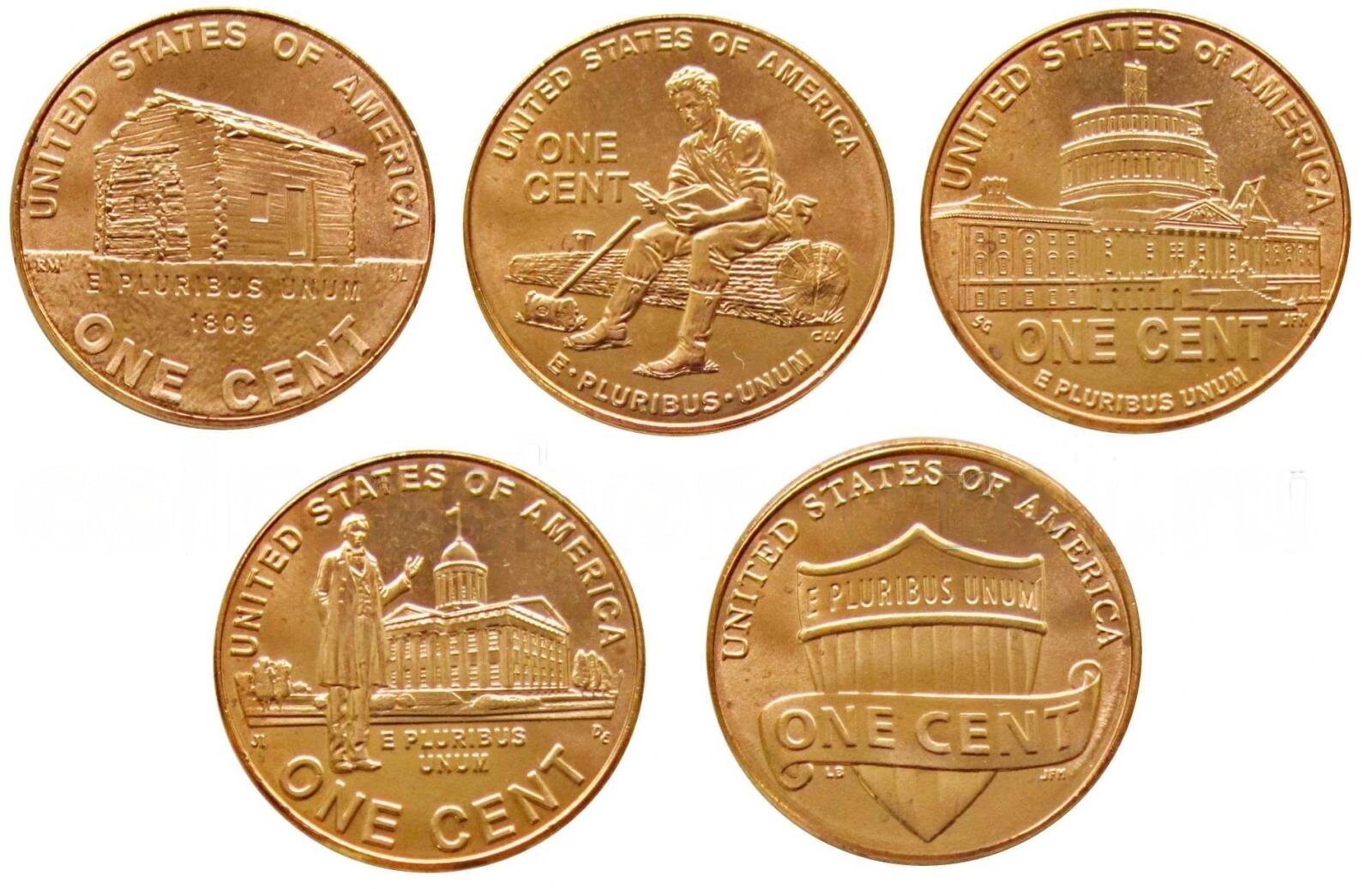 Набор монет 1 цент 2009-2010 США Жизнь Линкольна