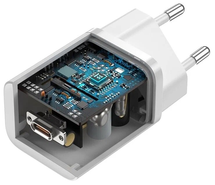 Зарядное устройство BASEUS Super Si Quick Charge, USB-C 25W + Кабель Type-C-Type-C, 3A, Белый, TZCCSUP-L02 — фото 1