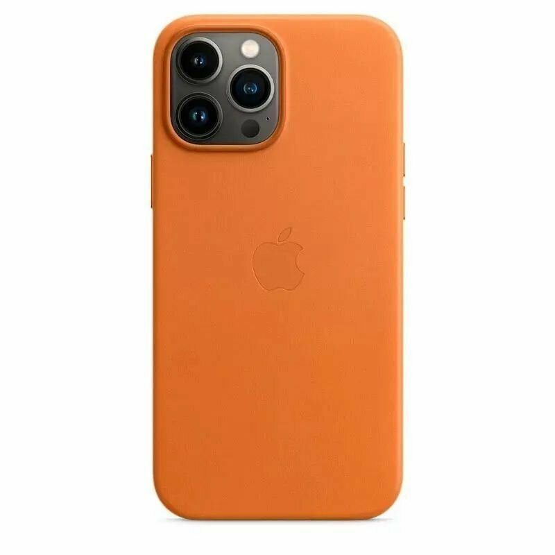 Кожаный чехол Leather Case для iPhone 12/12 Pro, оранжевый