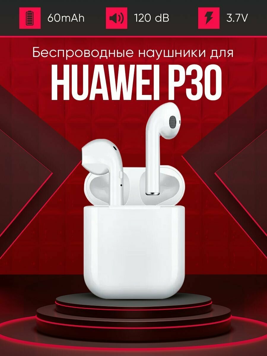 Беспроводные наушники для телефона huawei p30 / Полностью совместимые наушники со смартфоном хуавей п30 / i9S-TWS, 3.7V / 60mAh