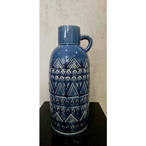 Ваза кувшин керамический 35 см, синий, красивая ваза, ваза для цветов, ваза ручной работы.