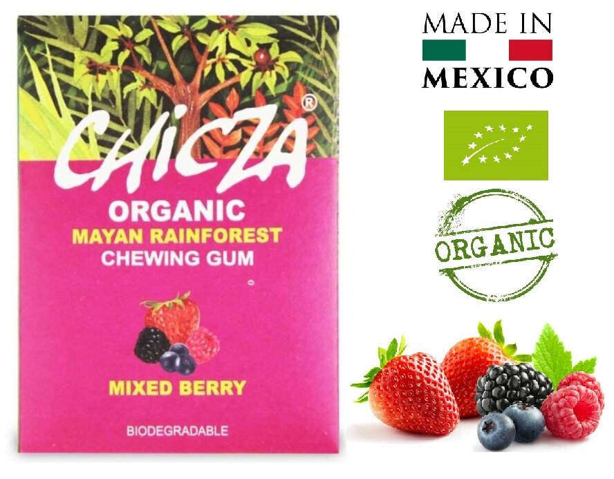 Жевательная резинка CHICZA ORGANIC Органическая биоразлагаемая со вкусом лесных ягод, Мексика 10шт Х 30г