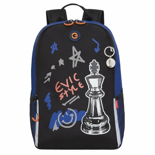 Школьный рюкзак GRIZZLY RB-351-6 черный-синий, 29х38х16
