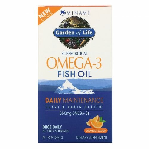 Garden of Life Рыбий жир омега-3 со вкусом апельсина, 60 капсул