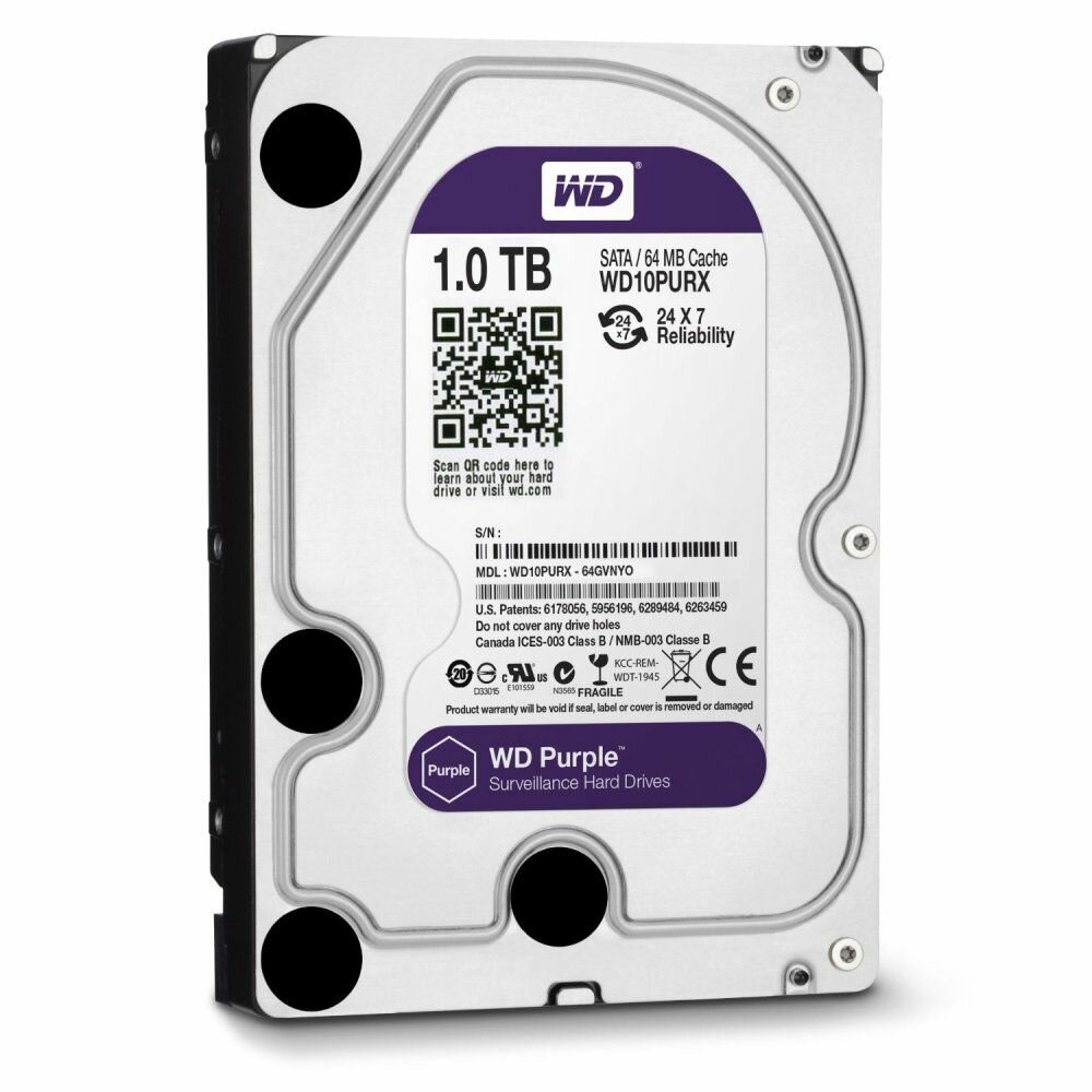 HDD 1TB WD Video Purple WD10PURZ, 3.5", SATA-III