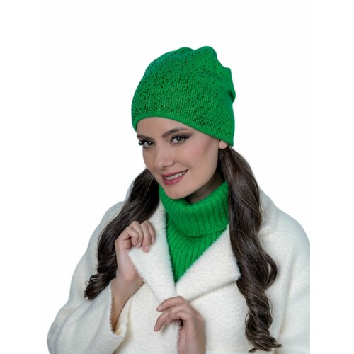 фото Шапка бини landre, размер 56-59 см, зеленый