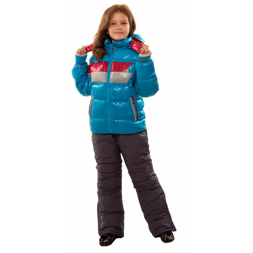 фото Куртка velfi зимняя, средней длины, размер 152, бирюзовый
