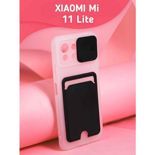 фото Чехол на xiaomi mi 11 lite с карамном для карт и шторкой, черный о'кейси