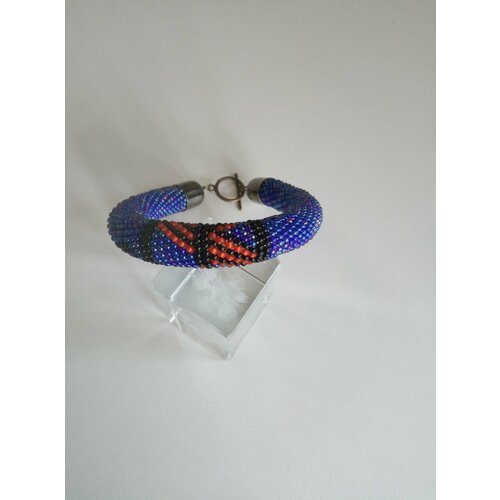 фото Браслет, 1 шт., размер 18 см, черный, оранжевый ручная работа