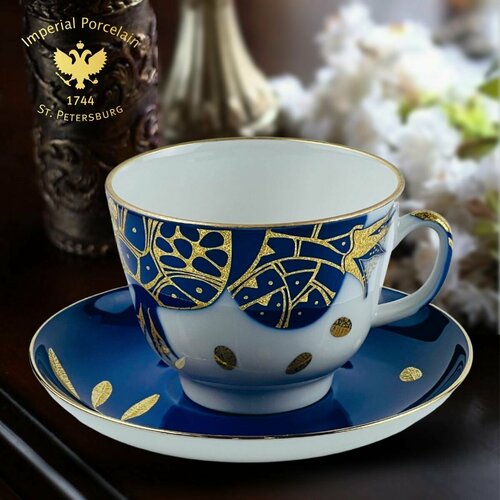 Чайная пара Императорский фарфоровый завод Форма Подарочная рисунок Гранат золотой Твердый фарфор 375 мл 3726₽